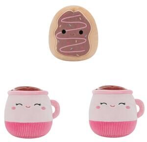 Squishmallows NWT Dog Toys Lot of 3 Emily Latte Deja Donut Squeak Crinkle Plush